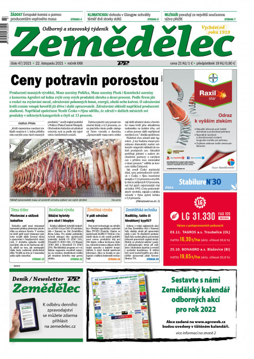 Obálka titulu Zemědělec - vydání č. 47/2021