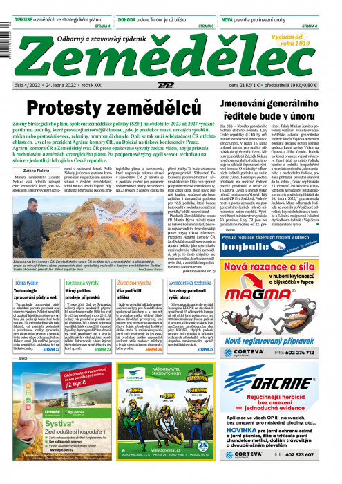 Obálka titulu Zemědělec - vydání č. 4/2022