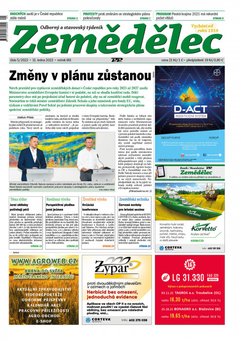 Obálka titulu Zemědělec - vydání č. 5/2022