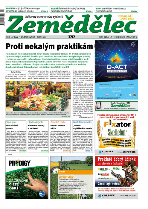 Obálka titulu Zemědělec - vydání č. 11/2022