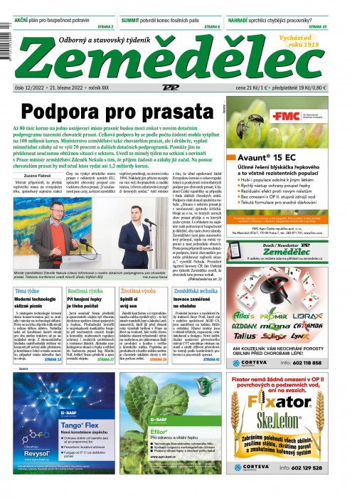 Obálka titulu Zemědělec - vydání č. 12/2022
