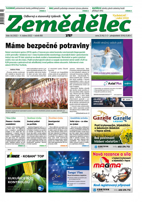 Obálka titulu Zemědělec - vydání č. 14/2022