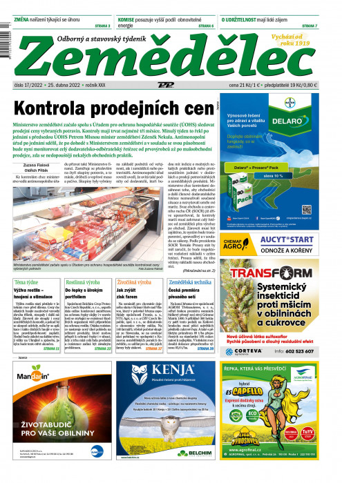 Obálka titulu Zemědělec - vydání č. 17/2022