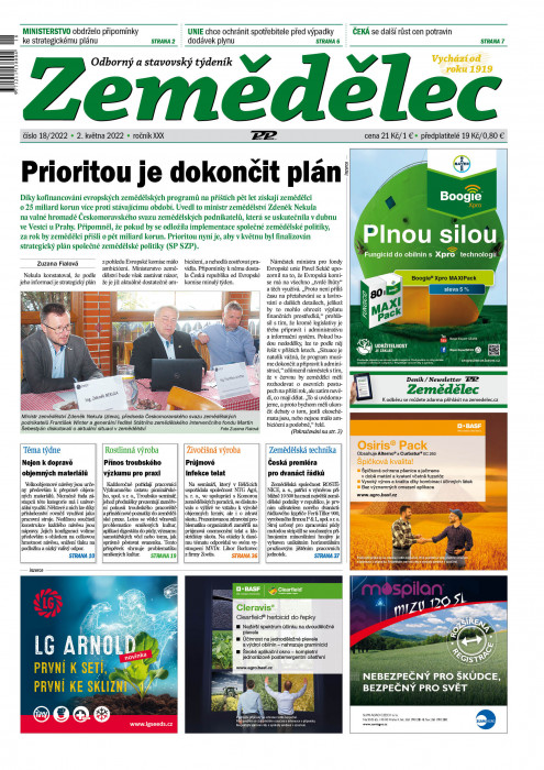 Obálka titulu Zemědělec - vydání č. 18/2022