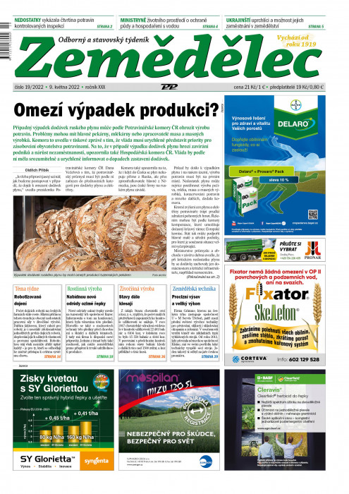 Obálka titulu Zemědělec - vydání č. 19/2022