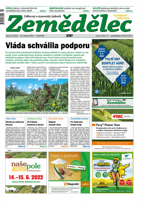 Obálka titulu Zemědělec - vydání č. 21/2022