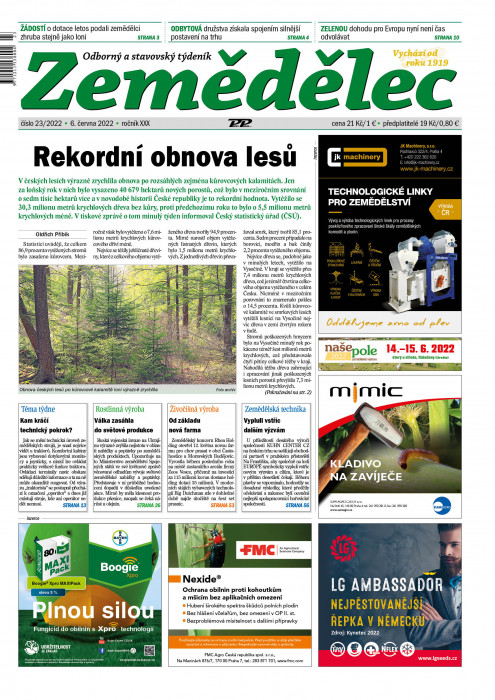 Obálka titulu Zemědělec - vydání č. 23/2022