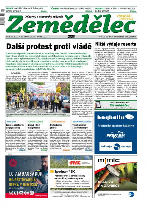 Obálka titulu Zemědělec - vydání č. 24/2022