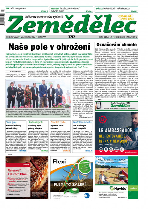 Obálka titulu Zemědělec - vydání č. 25/2022