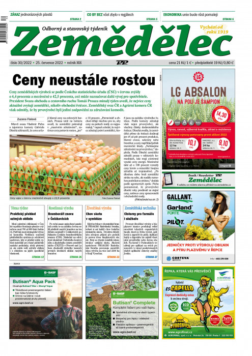 Obálka titulu Zemědělec - vydání č. 30/2022