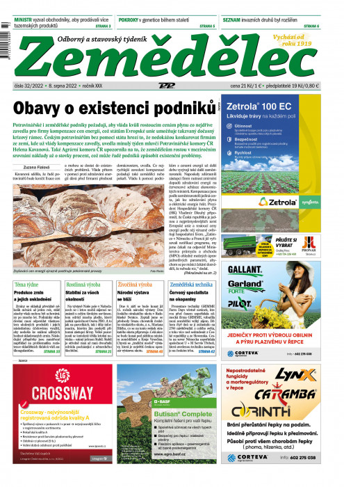 Obálka titulu Zemědělec - vydání č. 32/2022