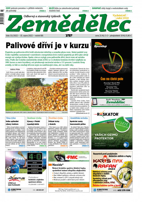 Obálka titulu Zemědělec - vydání č. 33/2022