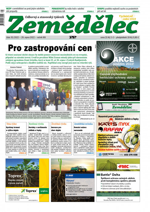 Obálka titulu Zemědělec - vydání č. 35/2022