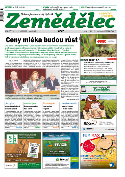Obálka titulu Zemědělec - vydání č. 37/2022