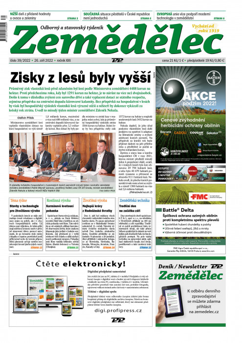 Obálka titulu Zemědělec - vydání č. 39/2022
