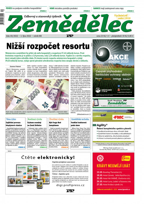 Obálka titulu Zemědělec - vydání č. 40/2022