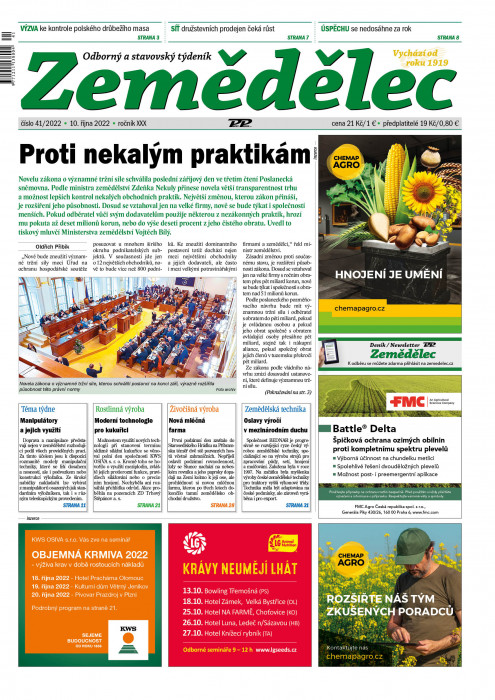 Obálka titulu Zemědělec - vydání č. 41/2022