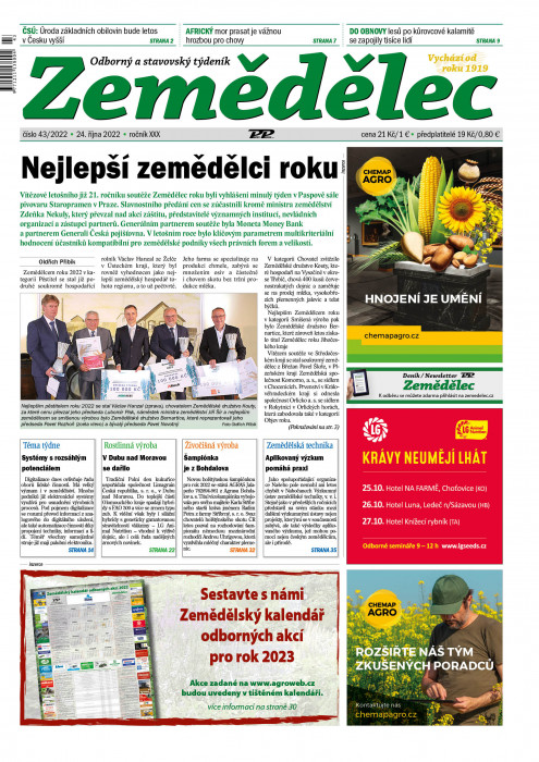 Obálka titulu Zemědělec - vydání č. 43/2022
