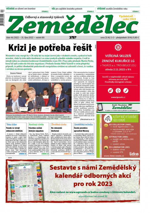 Obálka titulu Zemědělec - vydání č. 44/2022