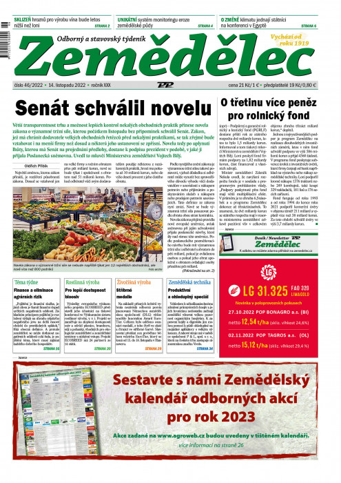 Obálka titulu Zemědělec - vydání č. 46/2022