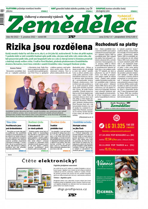 Obálka titulu Zemědělec - vydání č. 49/2022