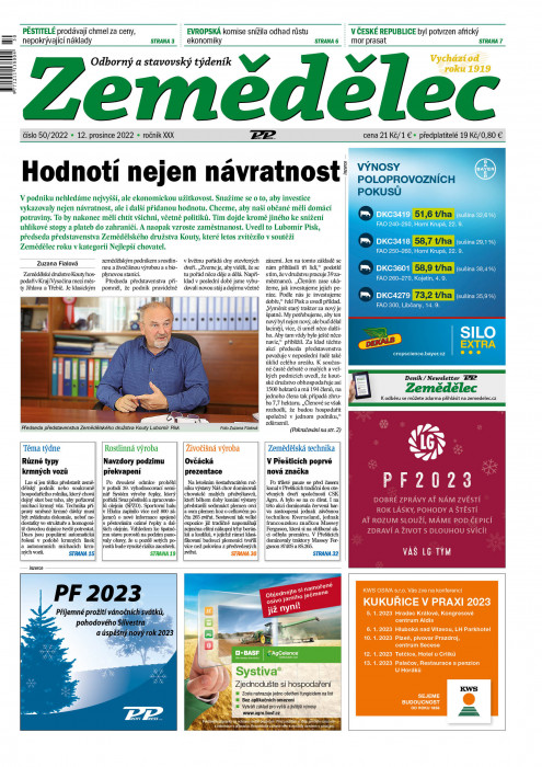 Obálka titulu Zemědělec - vydání č. 50/2022