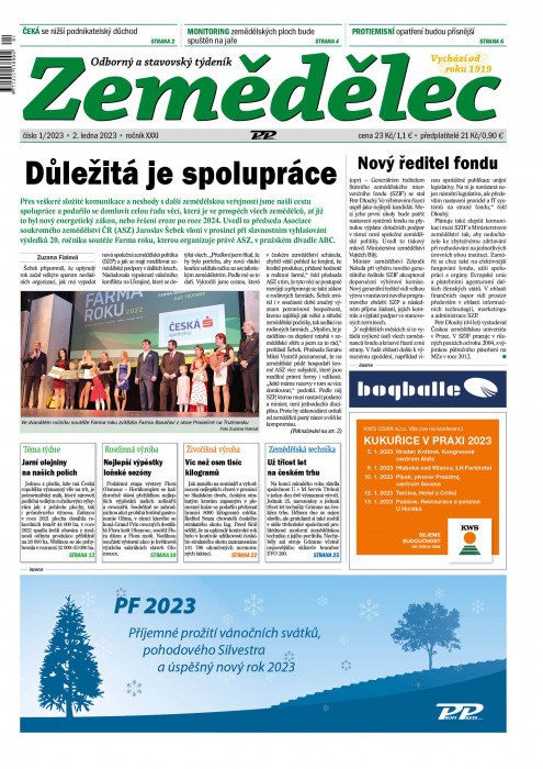 Obálka titulu Zemědělec - vydání č. 1/2023
