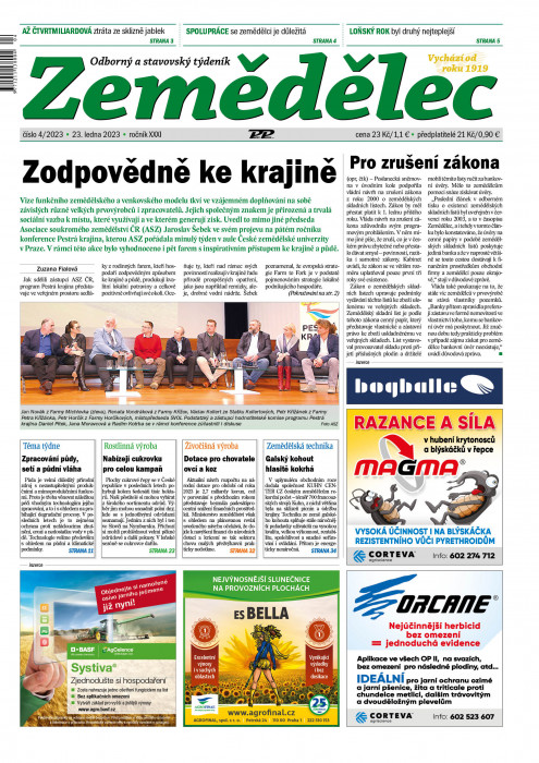 Obálka titulu Zemědělec - vydání č. 4/2023