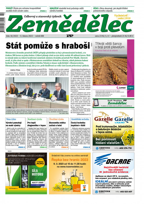 Obálka titulu Zemědělec - vydání č. 10/2023