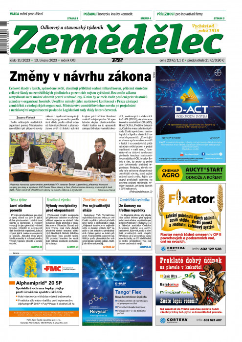 Obálka titulu Zemědělec - vydání č. 11/2023