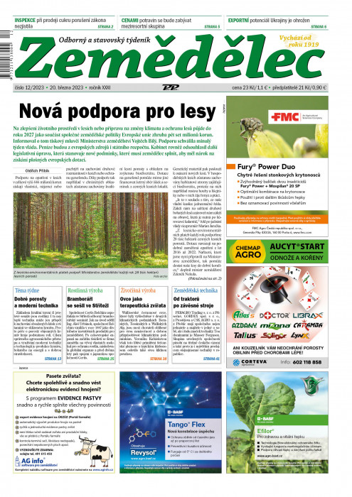 Obálka titulu Zemědělec - vydání č. 12/2023