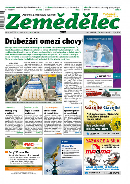 Obálka titulu Zemědělec - vydání č. 14/2023