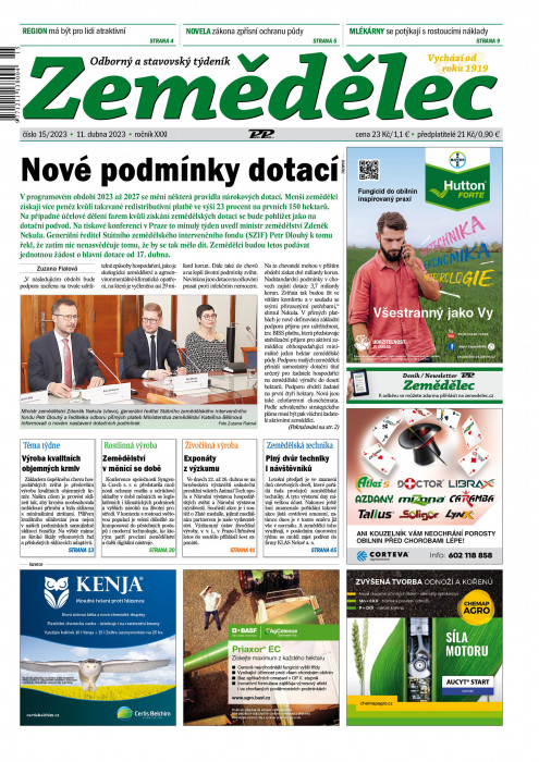 Obálka titulu Zemědělec - vydání č. 15/2023