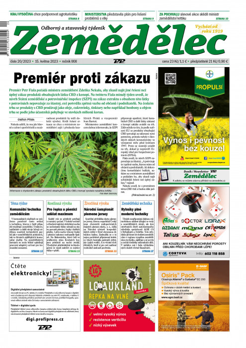 Obálka titulu Zemědělec - vydání č. 20/2023