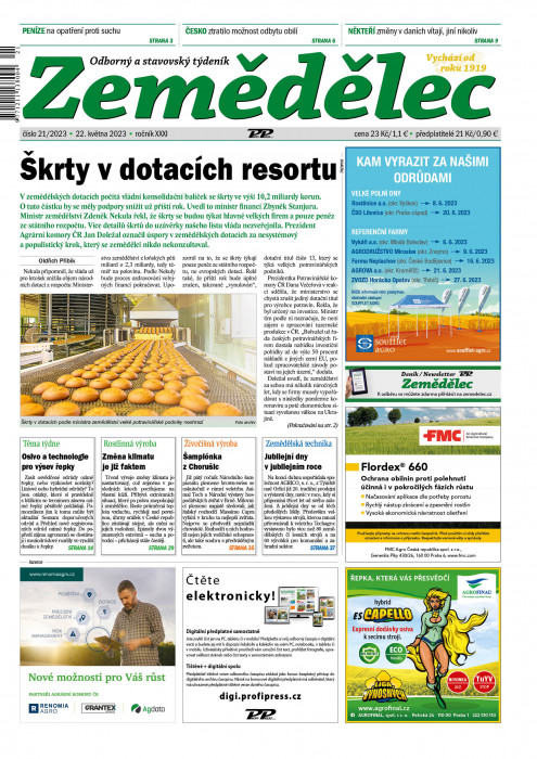 Obálka titulu Zemědělec - vydání č. 21/2023