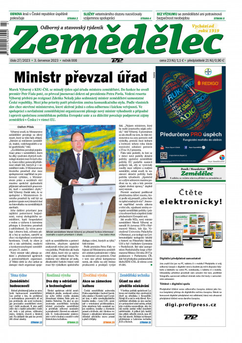 Obálka titulu Zemědělec - vydání č. 27/2023