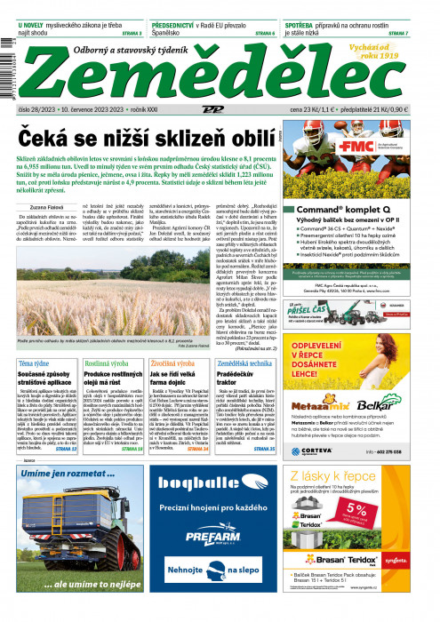 Obálka titulu Zemědělec - vydání č. 28/2023