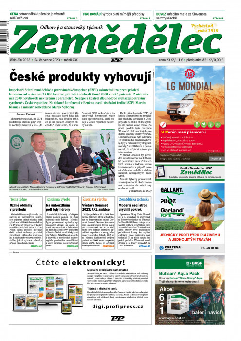 Obálka titulu Zemědělec - vydání č. 30/2023