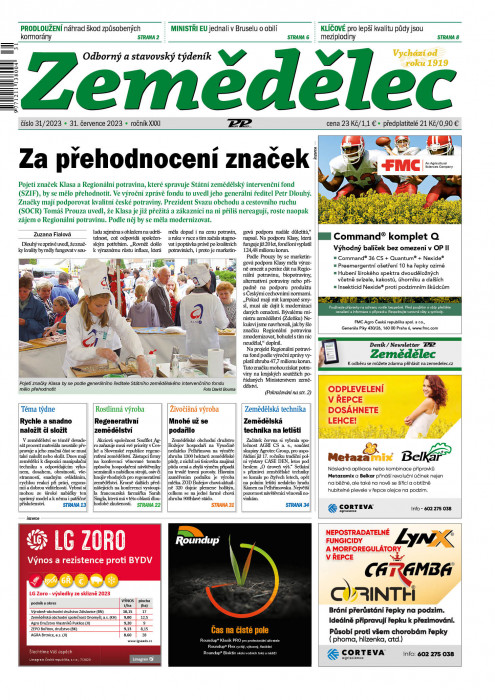 Obálka titulu Zemědělec - vydání č. 31/2023