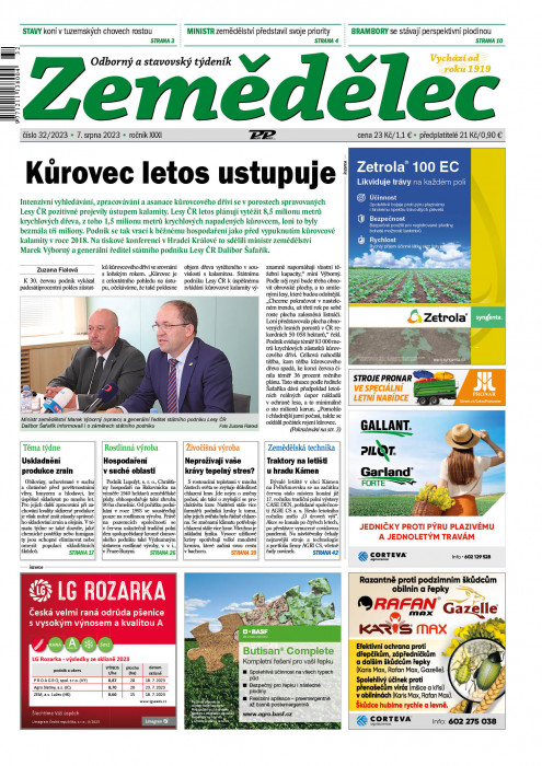 Obálka titulu Zemědělec - vydání č. 32/2023