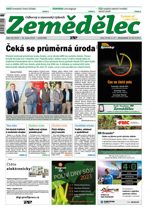 Obálka titulu Zemědělec - vydání č. 33/2023
