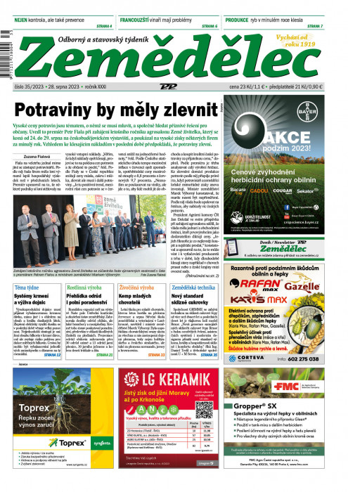 Obálka titulu Zemědělec - vydání č. 35/2023