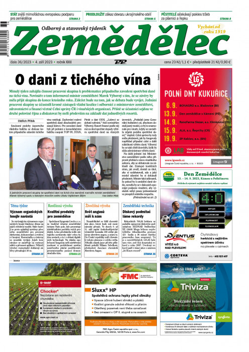 Obálka titulu Zemědělec - vydání č. 36/2023