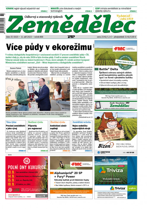 Obálka titulu Zemědělec - vydání č. 37/2023