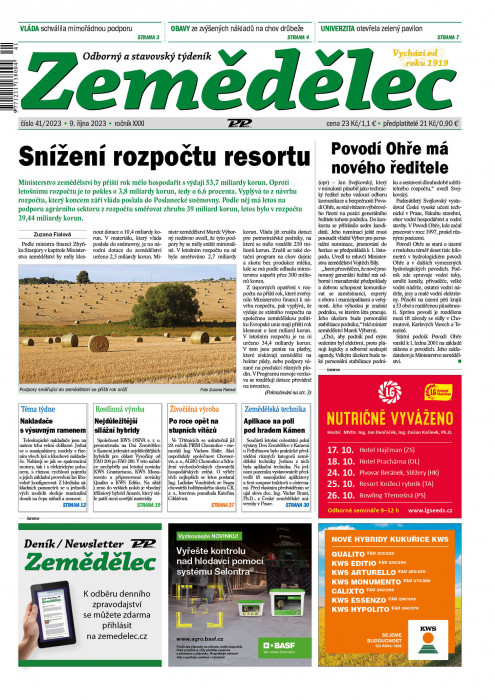 Obálka titulu Zemědělec - vydání č. 41/2023