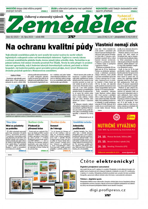 Obálka titulu Zemědělec - vydání č. 42/2023