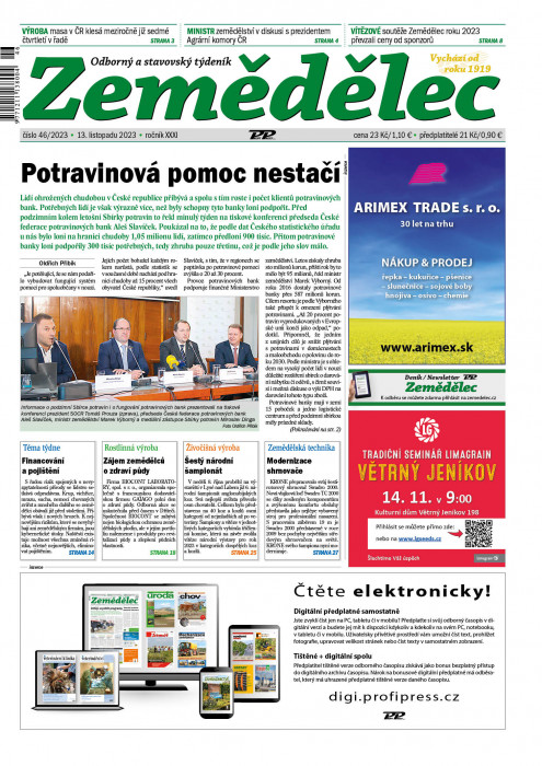 Obálka titulu Zemědělec - vydání č. 46/2023