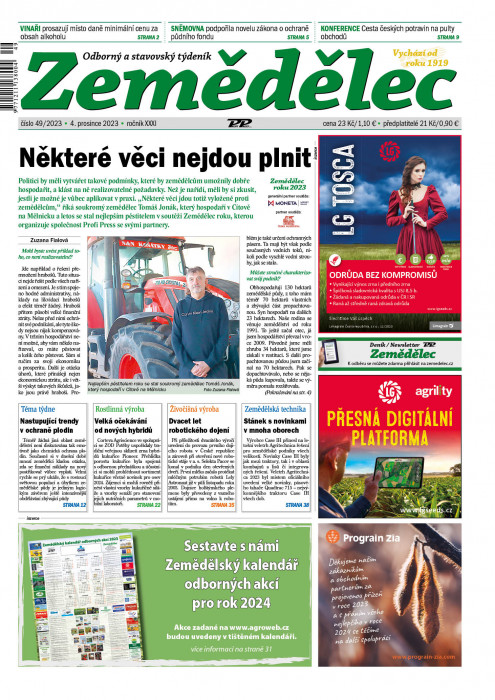 Obálka titulu Zemědělec - vydání č. 49/2023