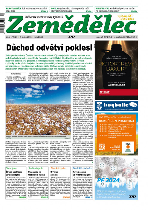 Obálka titulu Zemědělec - vydání č. 1/2024