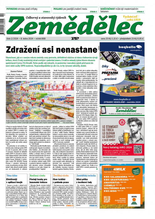 Obálka titulu Zemědělec - vydání č. 2/2024